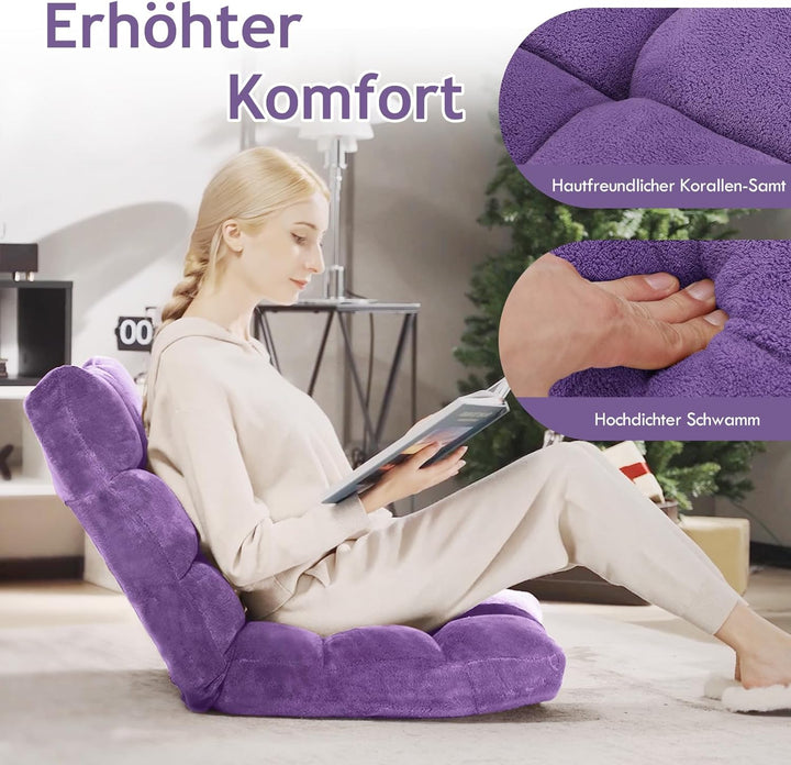 RELAX4LIFE Bodenstuhl Faltbar, Lazy Sofa, Meditationsstuhl, Bodensessel mit Verstellbarer Lehne, für