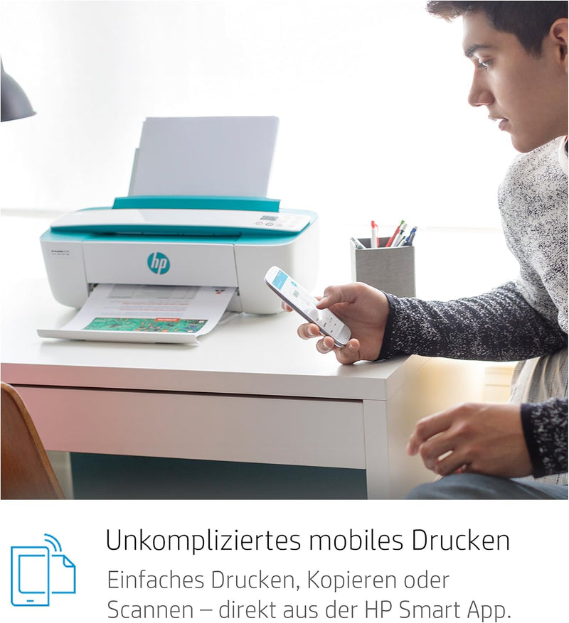 HP DeskJet 3762 Farbig Multifunktionsdrucker (Drucken, Scannen, Kopieren, WLAN, Airprint, mit 2 Prob