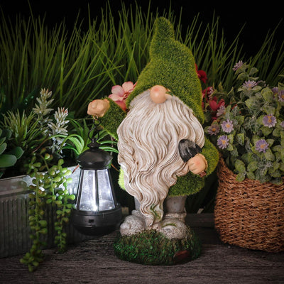 TERESA'S COLLECTIONS Lustig Gartenzwerge Gartendeko für Draussen 33cm Wetterfest Figur mit LED Solar