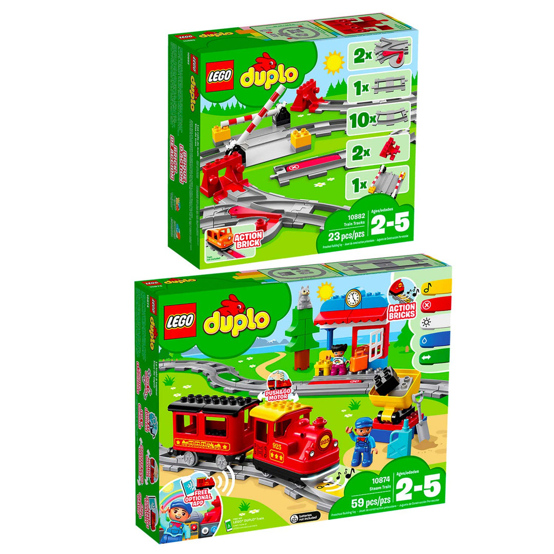 Lego Duplo 2er Set 10882 10874 Eisenbahn Schienen + Dampfeisenbahn