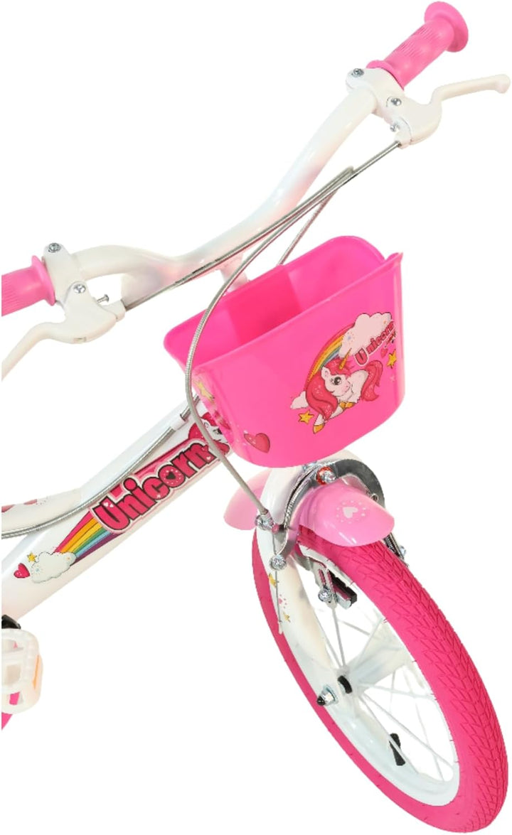 Dino Bikes 164R-UN Kinderfahrrad Einhorn, 16 Zoll Fahrrad mit Stützrädern, Schutzblech, Kettenschutz