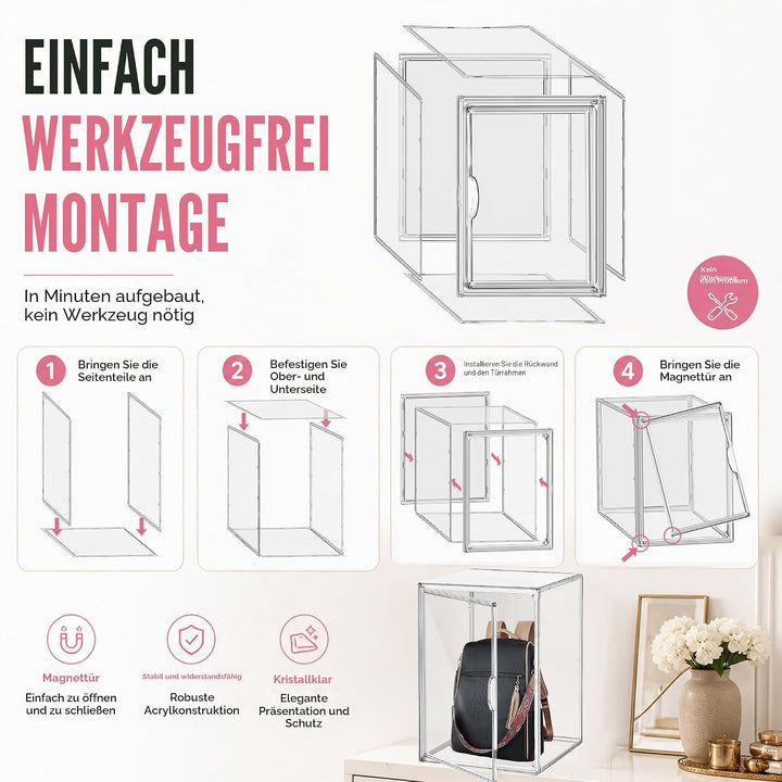 Stapelbare hohe Stiefel Schuh Aufbewahrung Boxen, Acryl Display Case Transparent Plastik Stapelbare