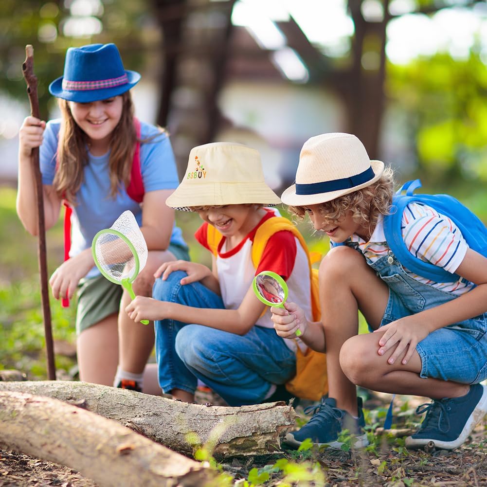 Forscherset für Kinder 4Pcs Exploration Spielzeug mit Frachtweste Hut Insektennetz und Lupe Outdoor