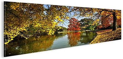 islandburner Bild Bilder auf Leinwand Herbst Park Panorama XXL Poster Leinwandbild Wandbild Dekoarti