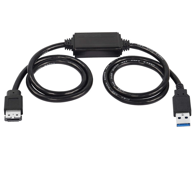 XMSJSIY USB zu eSATA Adapter Kabel 5Gbps USB 3.0 zu Power eSATA Konverter Kabel 5V für HDD/SSD/ODD L