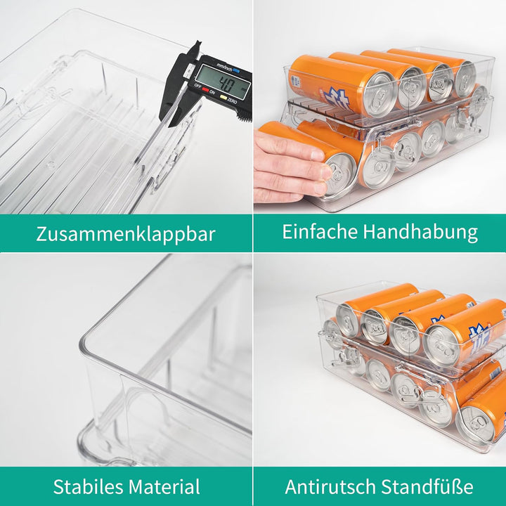 Schevem Dosenorganizer Kühlschrank,Getränkeregal für Küchen, Organizer Foldable Dosenhalter für Getr