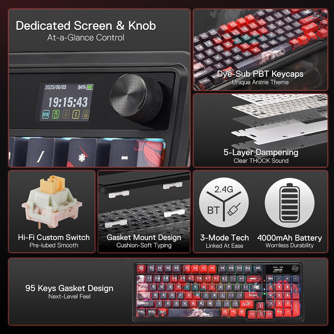 Redragon CB202AK Gaming-Tastaturen &amp; -Mäuse Combos 3 Moden Schwarz | 2.4G BT Kabel RGB Tastatur Maus