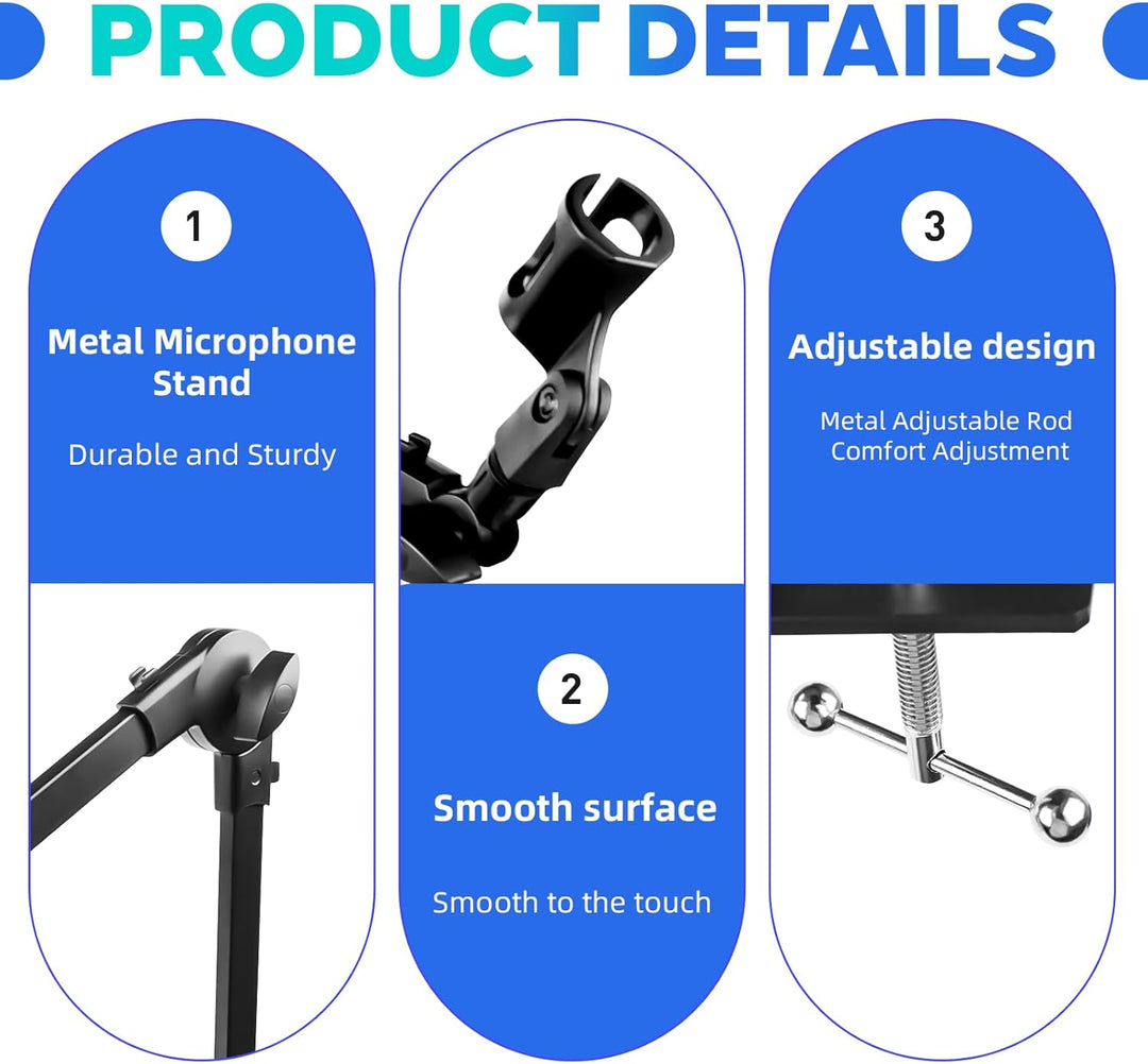Mikrofon Arm Tisch Mikrofonarm, Verstellbar Microphone Ständer Universel Mic Arm mit Tischklemme und
