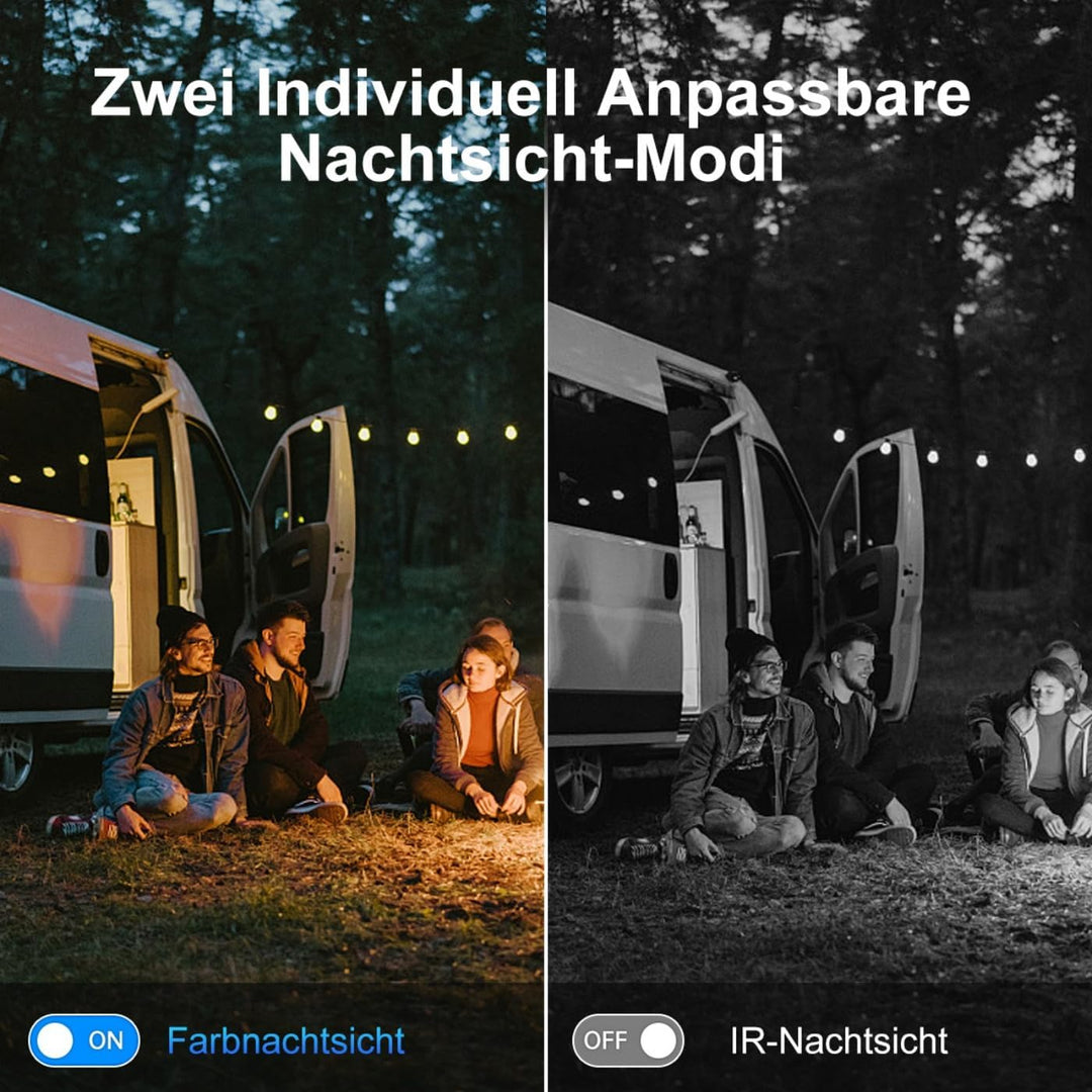 4G Überwachungskamera Akku mit SIM Karte, 2.5K 5MP Kamera Ohne WLAN, Farb Nachtsicht, Bewegungserken