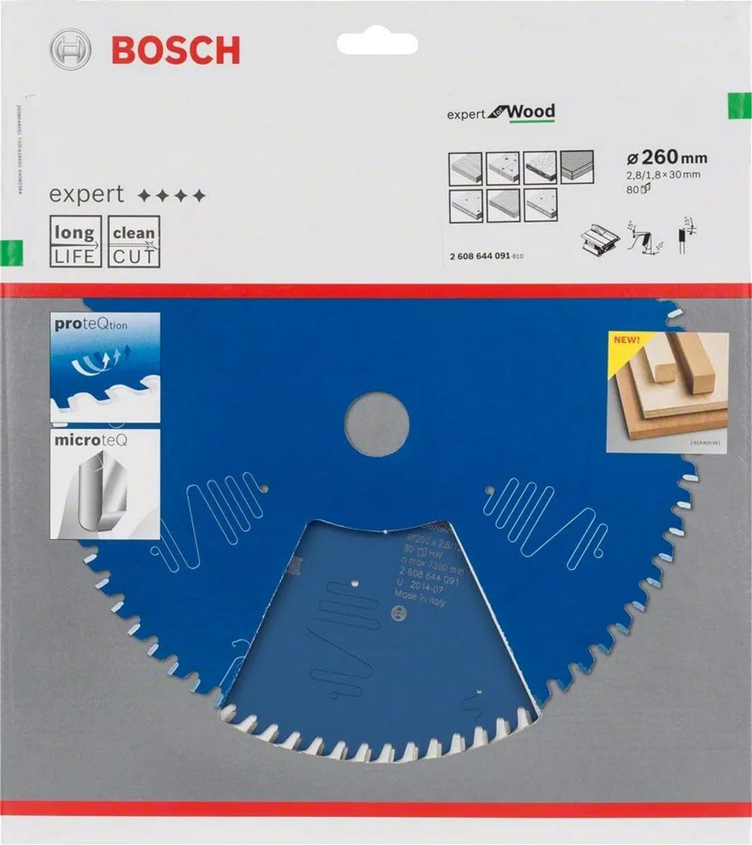 Bosch Professional 1x Kreissägeblatt Expert for Wood (Holz, Sägeblatt Ø 260 x 30 x 2,8 mm, 80 Zähne,