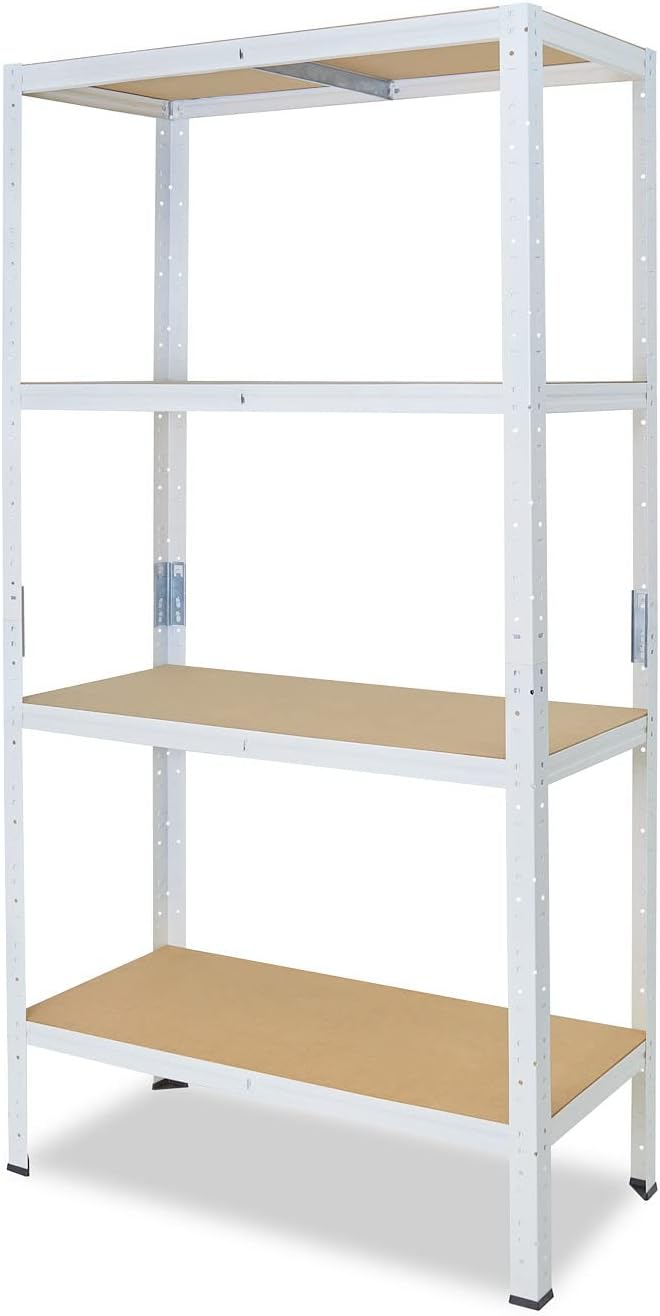 shelfplaza® 155x30x40cm Home Schwerlastregal weiss/Metallregal mit 4 Böden/Kellerregal Metall, Garag