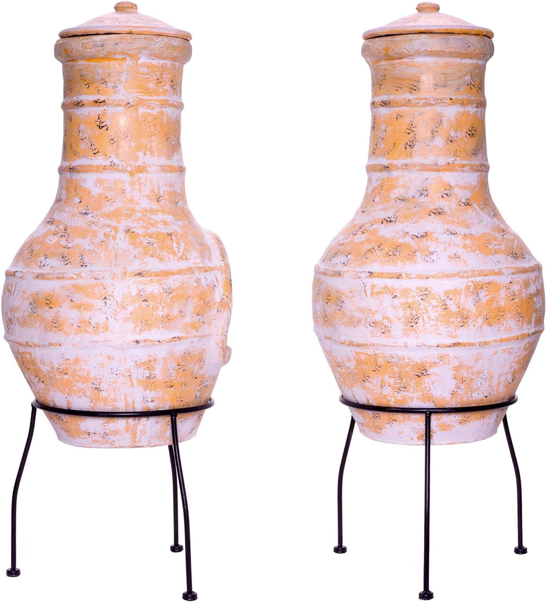 Nexos Trading Terrassenofen Gartenkamin Terracotta 85 cm Gartenofen Stahlgestell Feueröffnung20x15 c