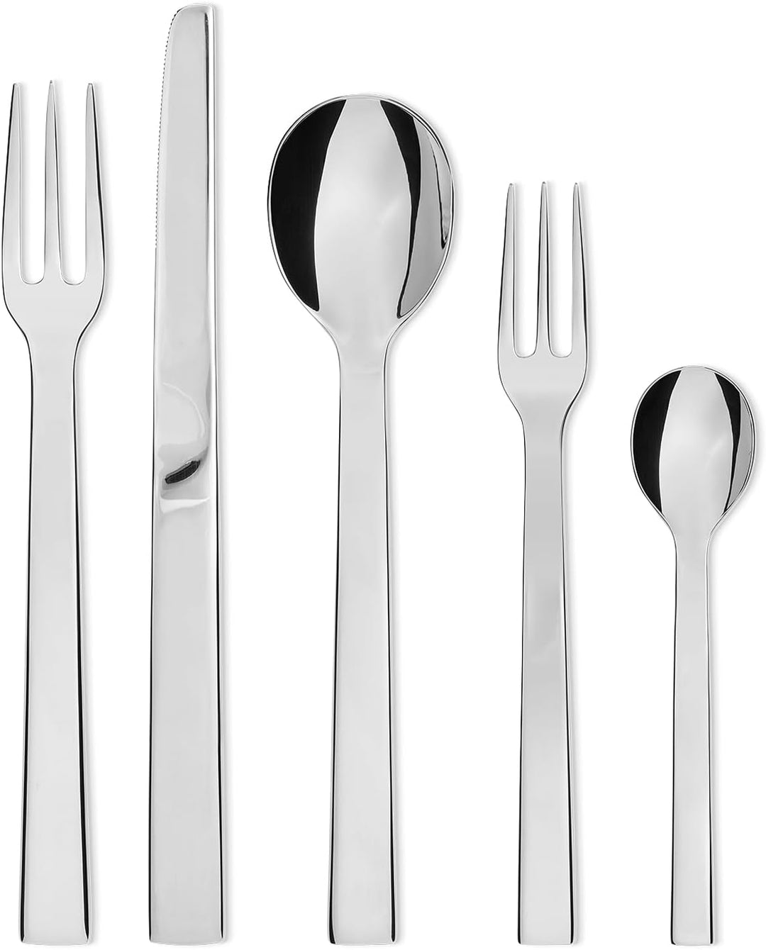 Alessi DC05S5 Santiago Besteckset 5tlg. Tafellöffel,Tafelgabel,Tafelmesser, Teelöffel und eine Desse