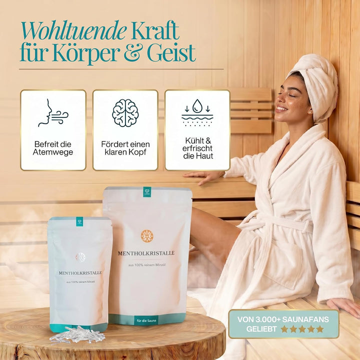 LoWell® 500g Mentholkristalle aus 100% reiner Minze - Ideal als Sauna Aufgussmittel für die Sauna in