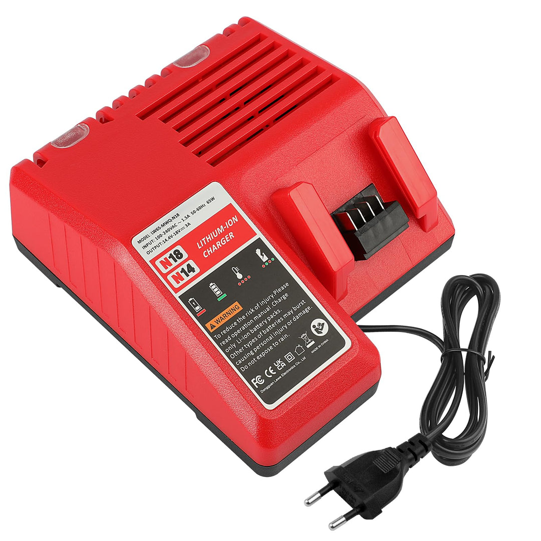 Ersatz Ladegerät für Milwaukee M12 M18 Akku, Milwaukee Ladegerät für 14,4V-18V Lithium Akku, 3A Schn