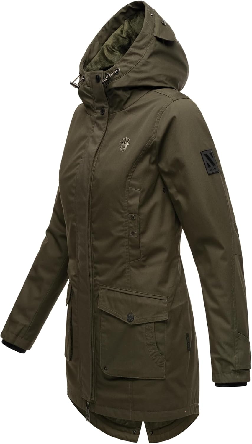 Navahoo Damen Übergangsjacke warmer Kurzmantel Regenjacke wasserdicht mit Kapuze Brinjaa XS-XXL XS D