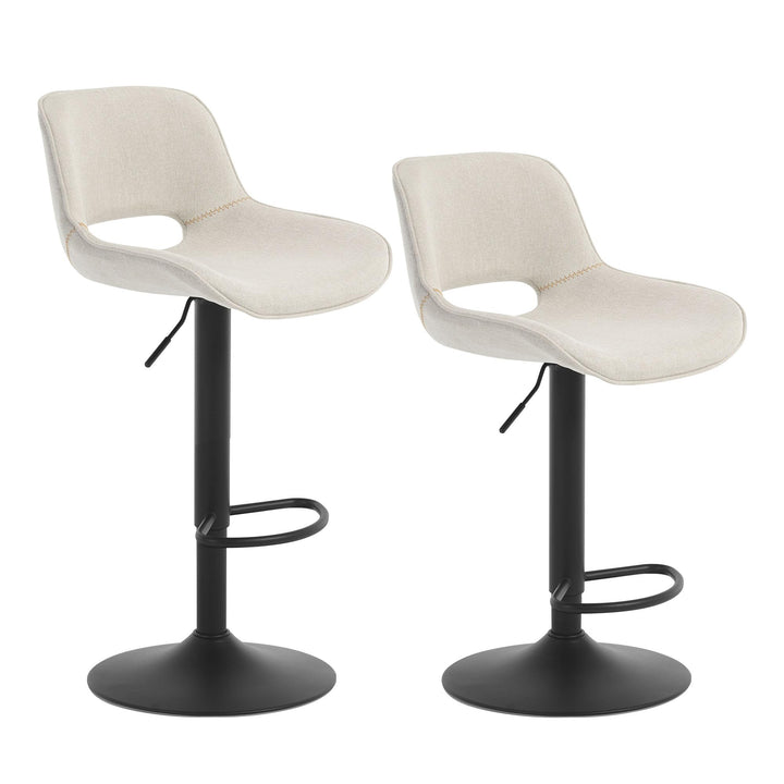 WOLTU Barhocker 2er Set, höhenverstellbar, mit Rückenlehne, Leinen, Beige | Barstuhl mit Fussstütze,