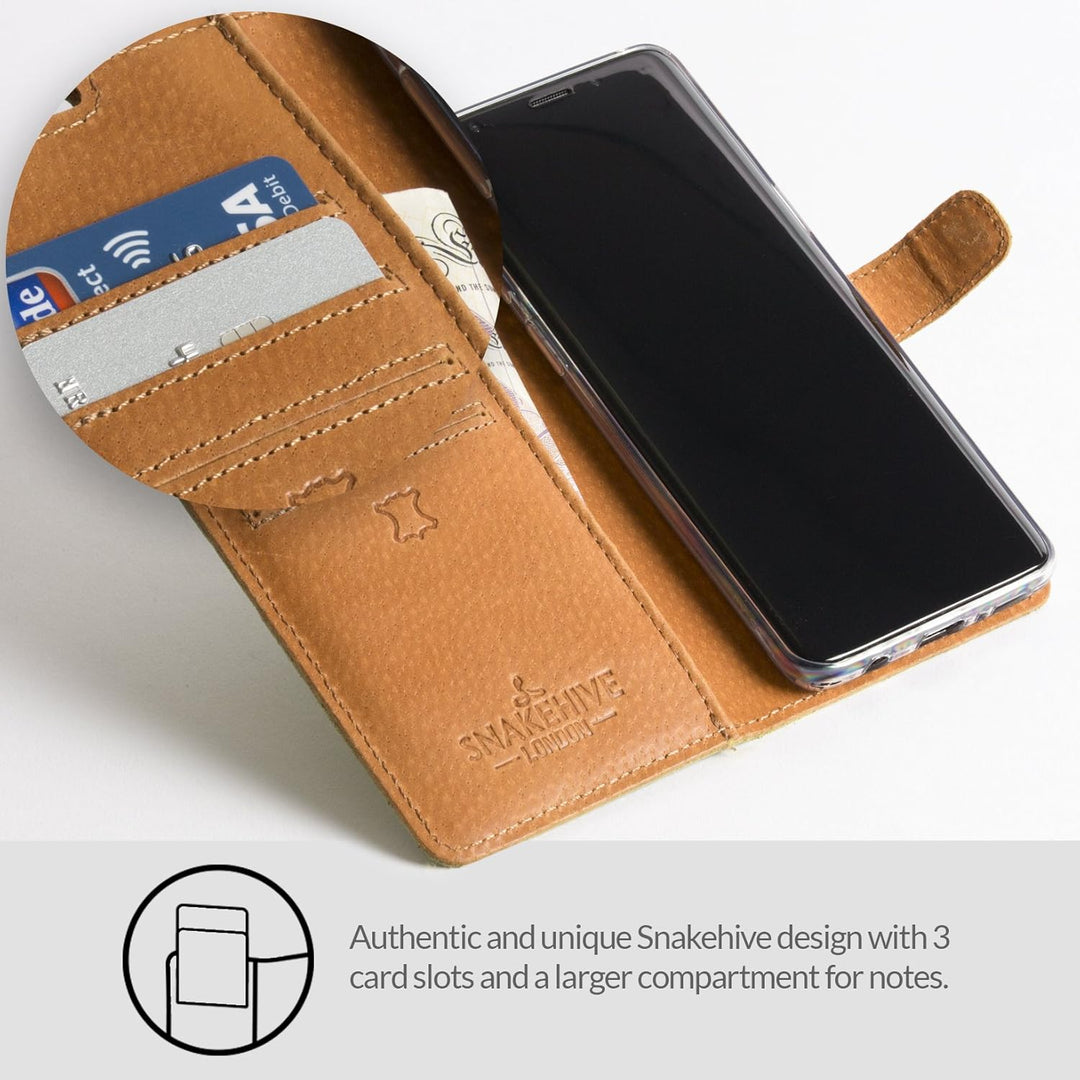 Snakehive Lederhülle für Galaxy S9 Plus | Stylische Handyhülle mit Kartenhalter & Standfuss | Handyh