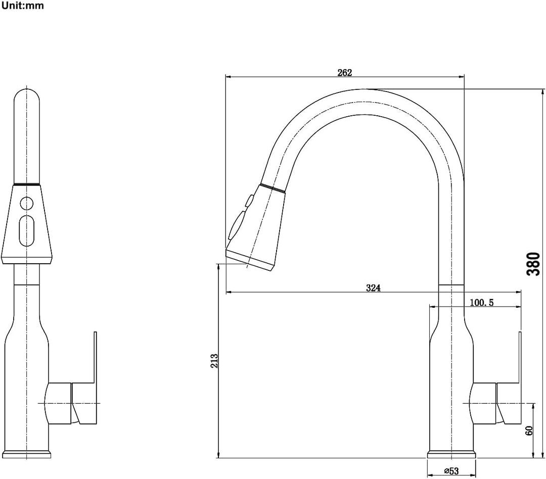 ONECE Küchenarmatur Weizenfarbe mit ausziehbar Brause 3 Duschmodi, Hochdruck Wasserhahn Küche Spülti
