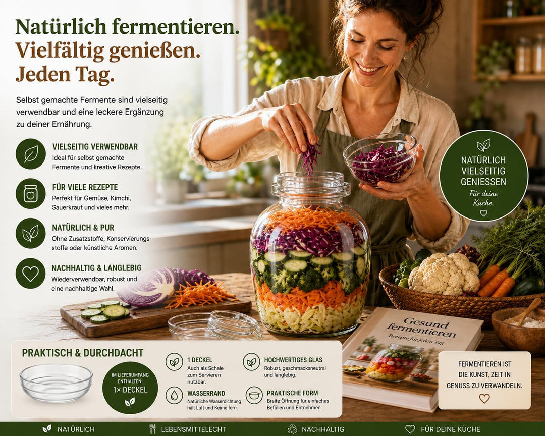 Kimchi -Glas Gärglas mit breiter Öffnung und Wasserverschluss Fermentieren Topf Gemüse Glastopf Glas