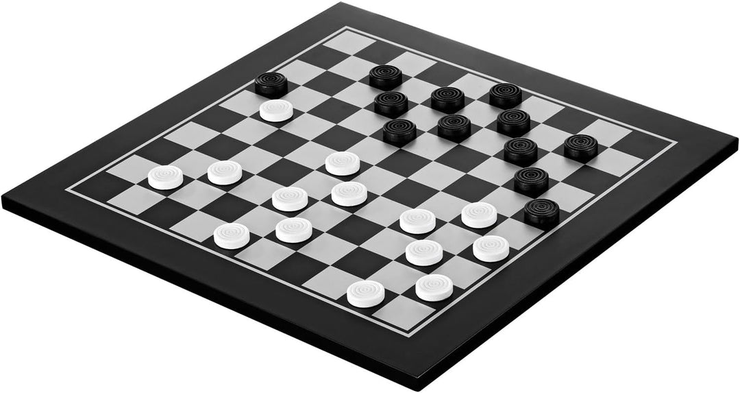 Philos 2802 - Schach-Dame-Set, beiseitig bedrucktes Brett, schwarz gebeizt