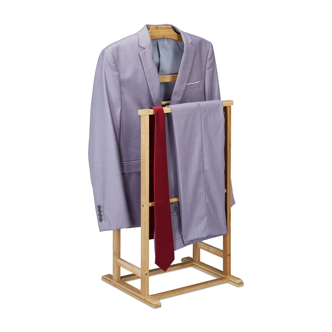 Relaxdays Herrendiener, Stummer Diener Bambus, Damen & Herren, Kleiderablage Schlafzimmer, HBT: 98,5