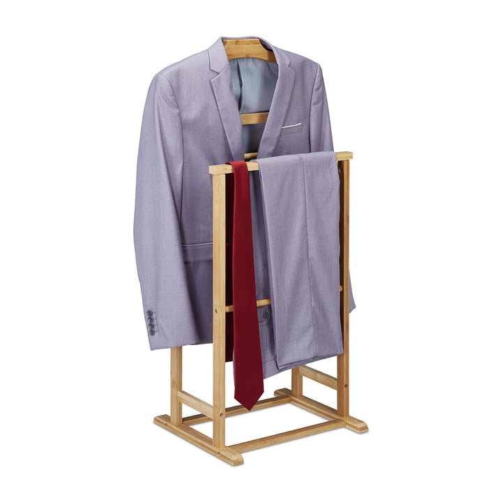 Relaxdays Herrendiener, Stummer Diener Bambus, Damen & Herren, Kleiderablage Schlafzimmer, HBT: 98,5