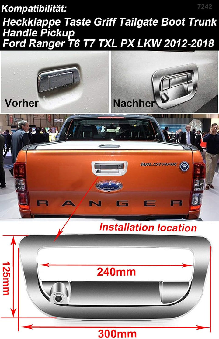 Wasserdicht 170° Nachtsicht Auto Kofferraum Griff Rückfahrkamera für Heckklappe Taste Griff Tailgate