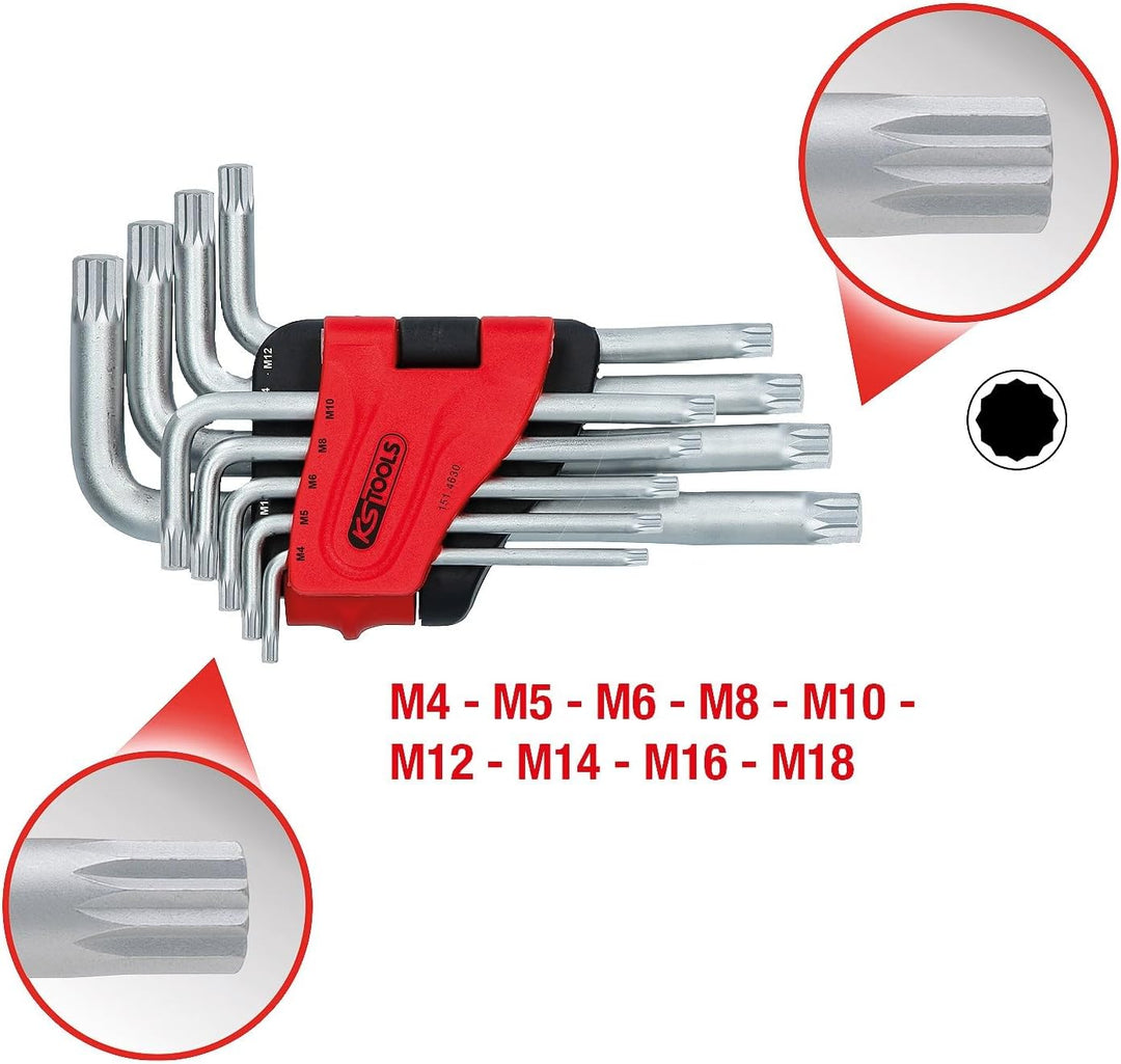 KS Tools 151.4630 XZN-Winkelstiftschlüssel-Satz, kurz, 9-tlg.