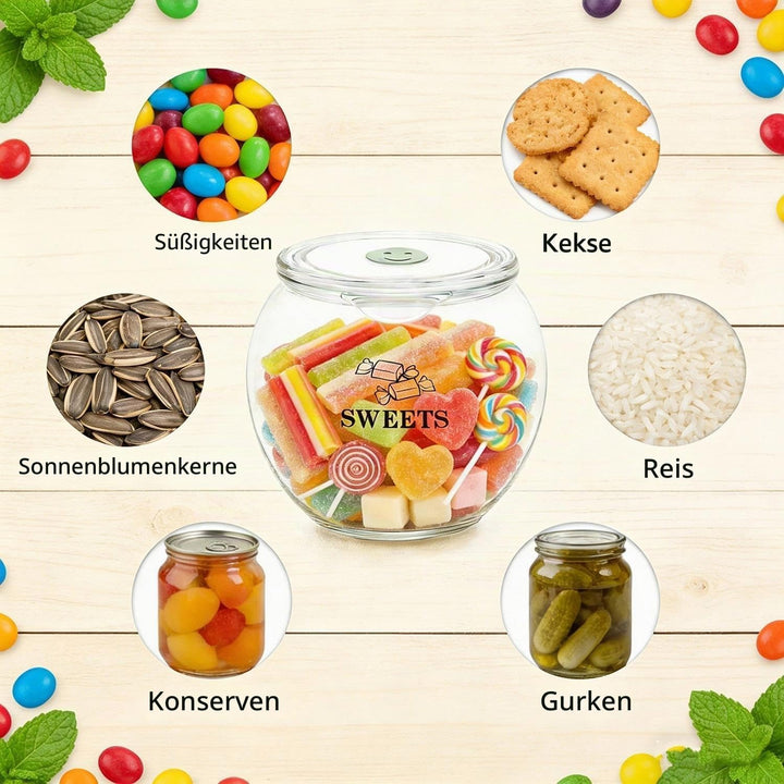 Keksdose mit Deckel,Candy bar zubehör,Süssigkeiten glas,Bonbonglas,PET transparent,Vorratsdose für K