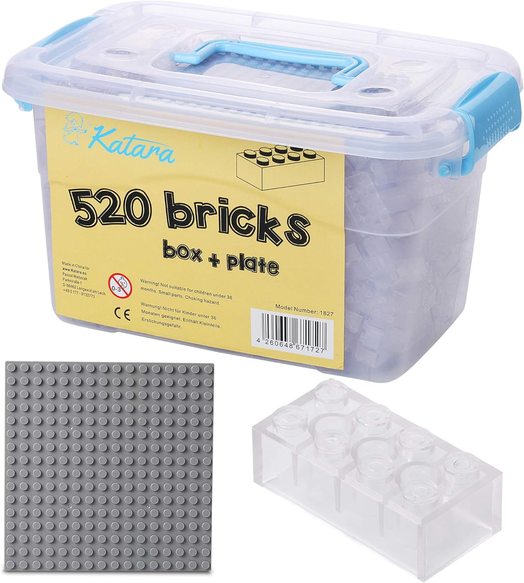 Bausteine - 520 Stück, Kompatibel zu Allen Anderen Herstellern - Inklusive Box und Grundplatte, Tran
