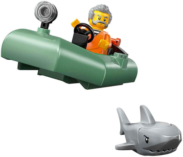 LEGO City Verfolgungsjagd im Polizeiboot – Spielset mit schwimmfähigem Schnellboot, Schlauchboot des