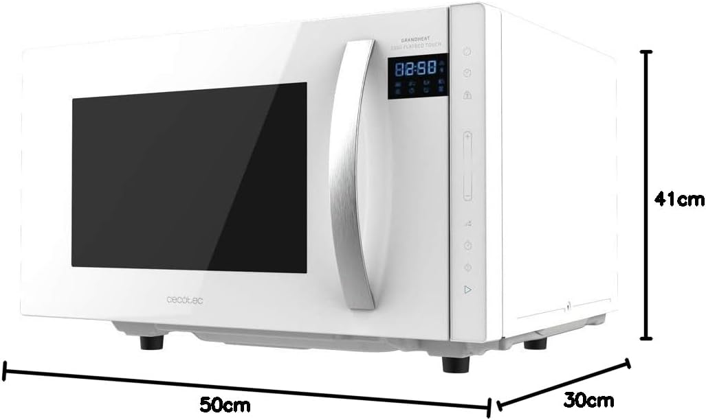 Cecotec Mikrowelle ohne Platte GrandHeat 2300 Flatbed Touch White. Fassungsvermögen 23 Liter, Leistu