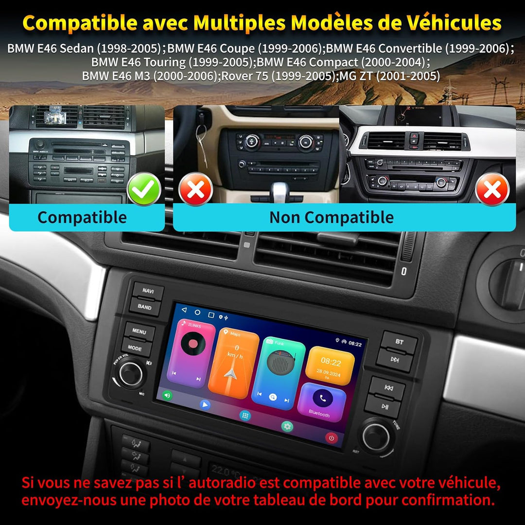 2 DIN Autoradio mit Bildschirm für BMW E46 Sedan Touring Coupé Convertible M3 Compact Rover 75 MG ZT