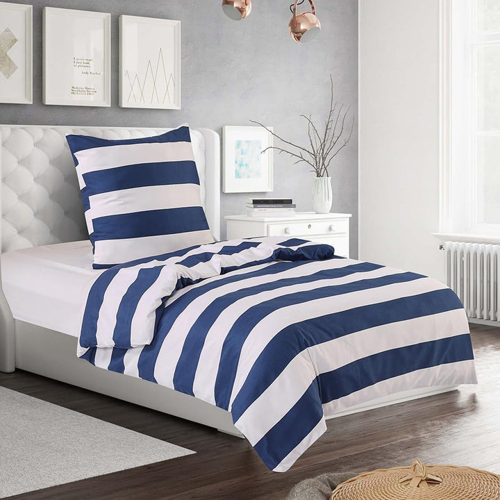 HENGWEI Blau Bettwäsche 140x200cm 2teilig Set, Extraweiches & bügelfrei Bettwäsche-Set,Mikrofaser Be