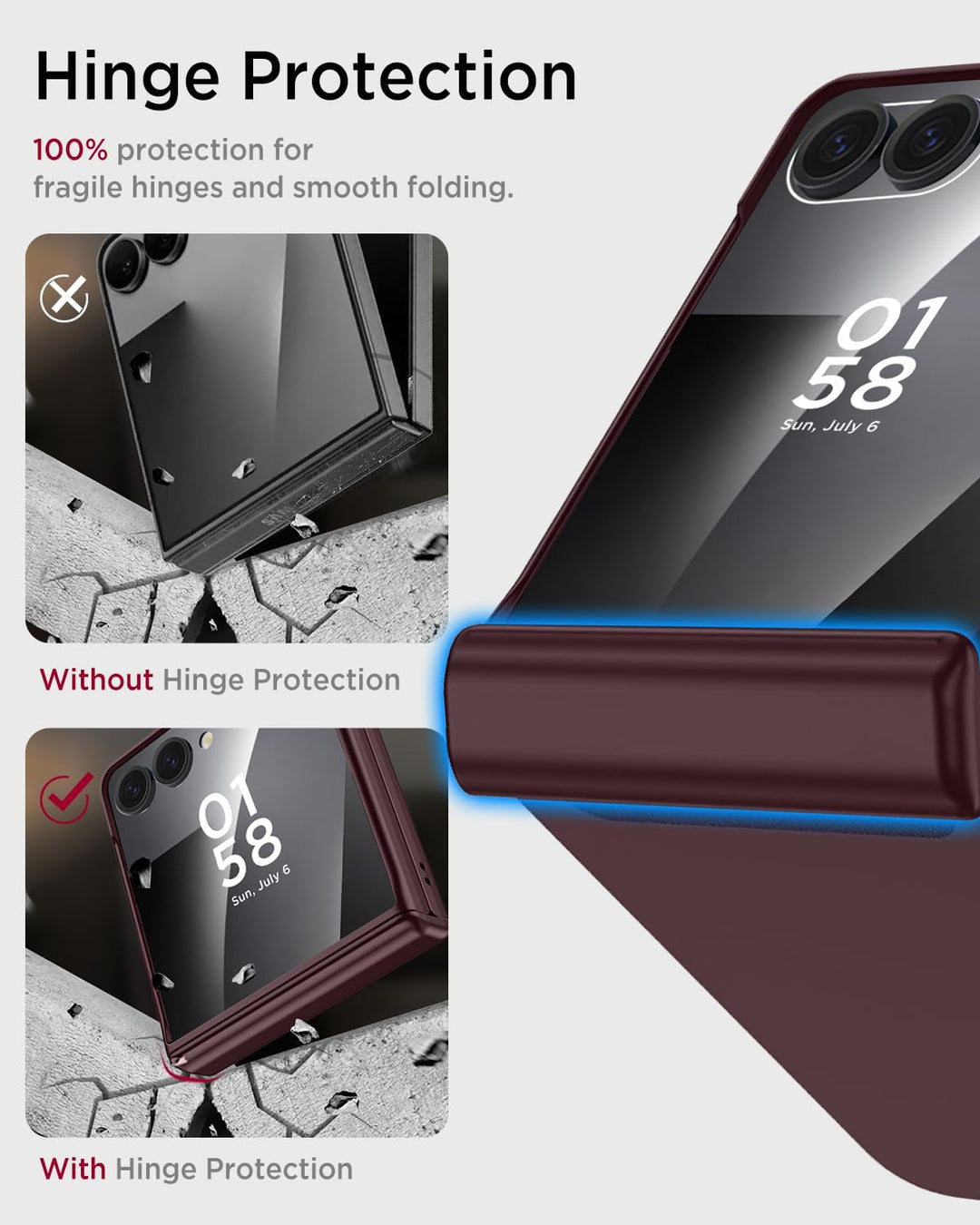 Miimall Kompatibel mit Samsung Galaxy Z Flip 7 Hülle mit Scharnierschutz Magnetischer [Externer Bild