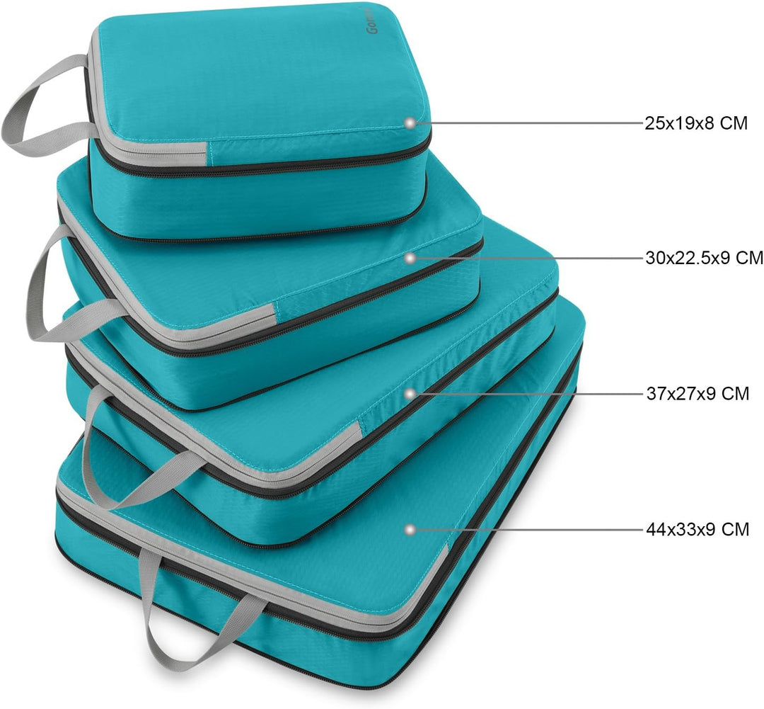 Compression Packing Cubes 3/4er Set, Gonex Kleidertaschen 4-teilig Verpackungswürfel, Kleidertaschen