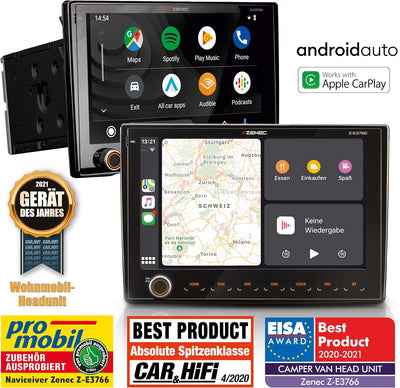 ZENEC Z-E3766: Infotainer für FIAT Ducato mit Android Auto, AppleCarPlay, 2 Din Mediencenter mit 9“/