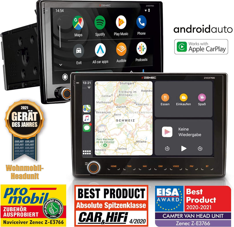 ZENEC Z-E3766: Infotainer für FIAT Ducato mit Android Auto, AppleCarPlay, 2 Din Mediencenter mit 9“/