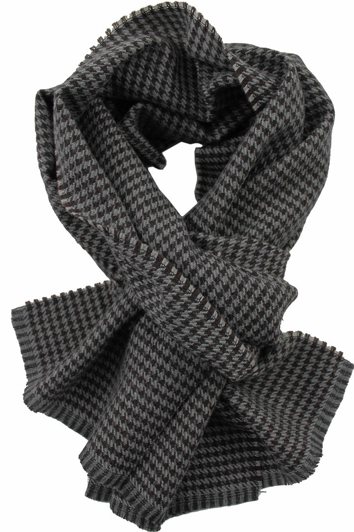 Rotfuchs Schal Webschal Hahnentritt modisch braun grau 100% Wolle (Merino) R-151