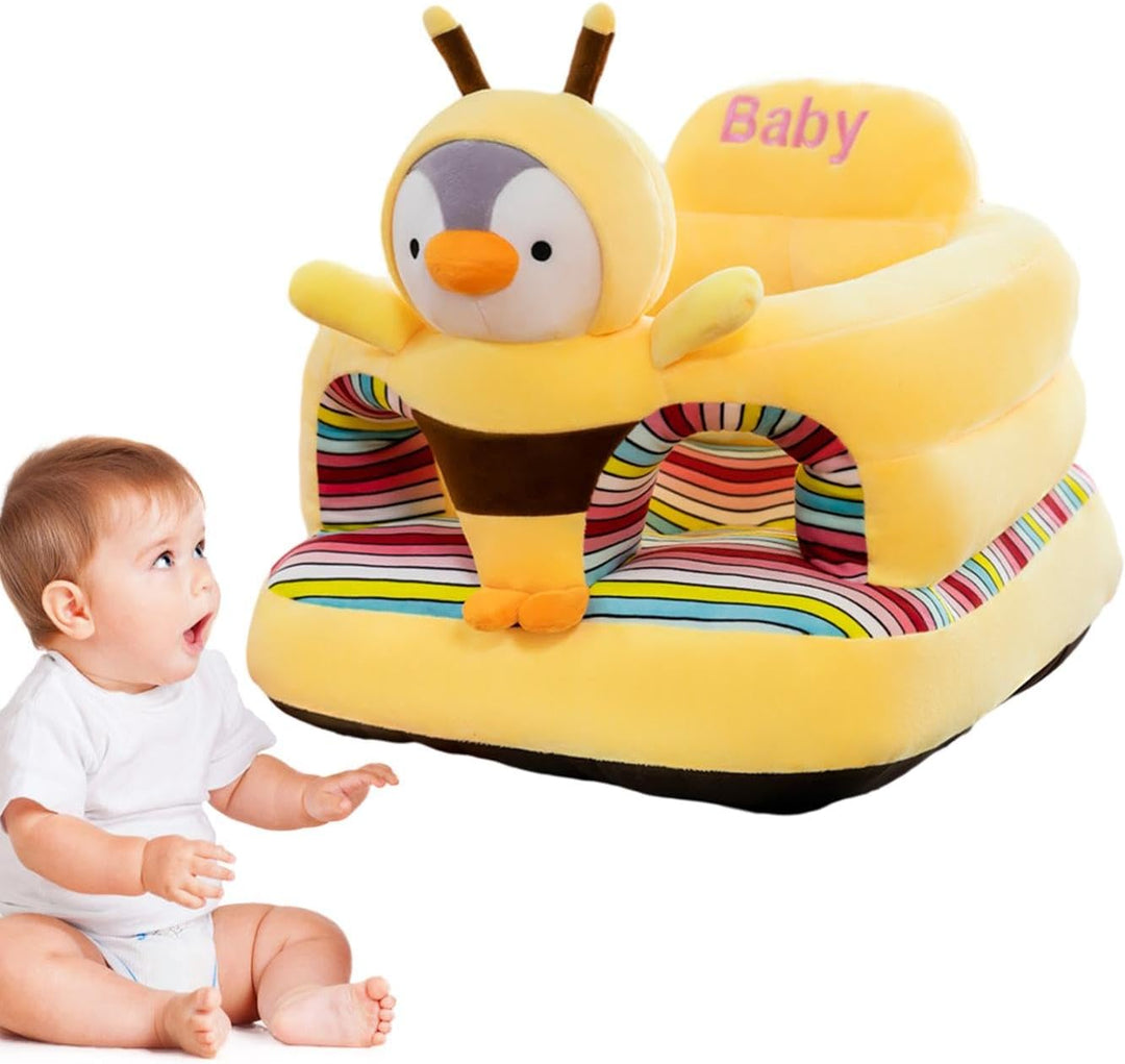 Kleinkind-Stützsitz, Tier-Sofa-Sitz, Plüsch + PP-Baumwolle, Futon, Kleinkind-Sitzkissen, Gelb, 45 x