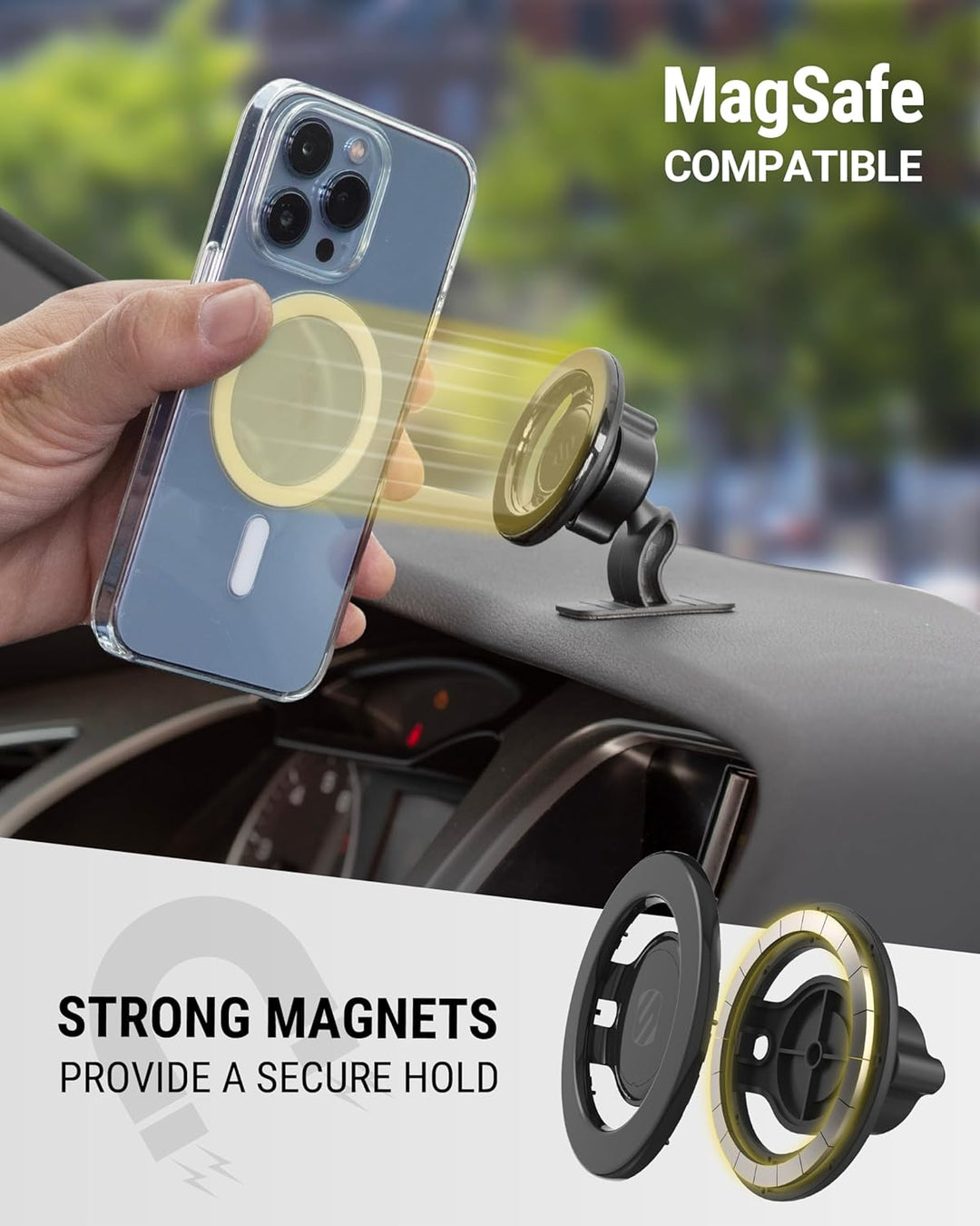 Scosche MagicMount SMSDV MagSafe Kfz-Halterung, magnetischer Handyhalter, Handy-Ständer für Armature