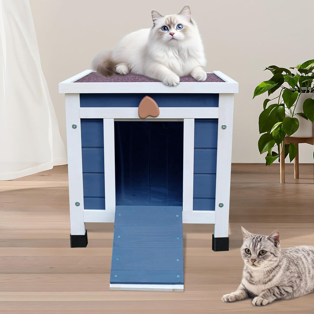 HiCaptain Katzenhaus Outdoor Katzenhaus für Draussen - Katzenhaus aus Holz Outdoor - Perfekt für Wel