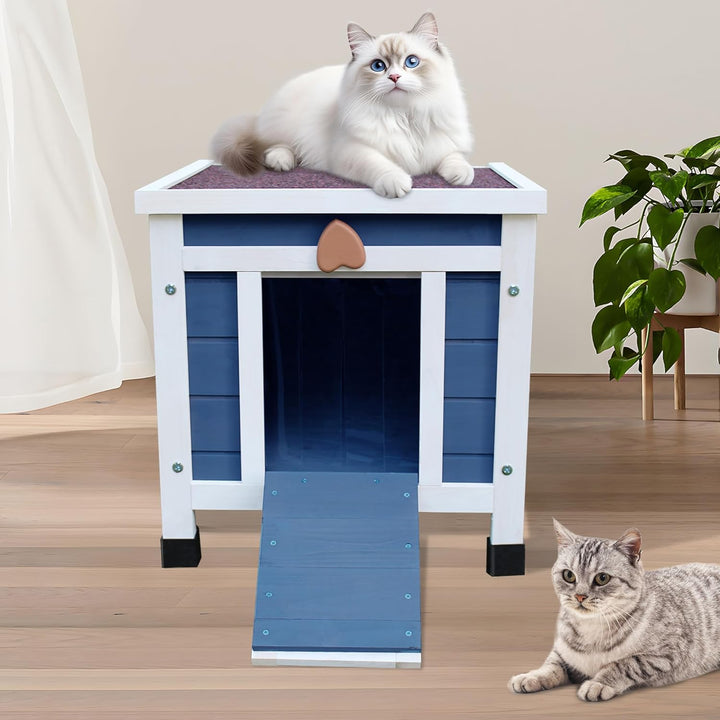 HiCaptain Katzenhaus Outdoor Katzenhaus für Draussen - Katzenhaus aus Holz Outdoor - Perfekt für Wel