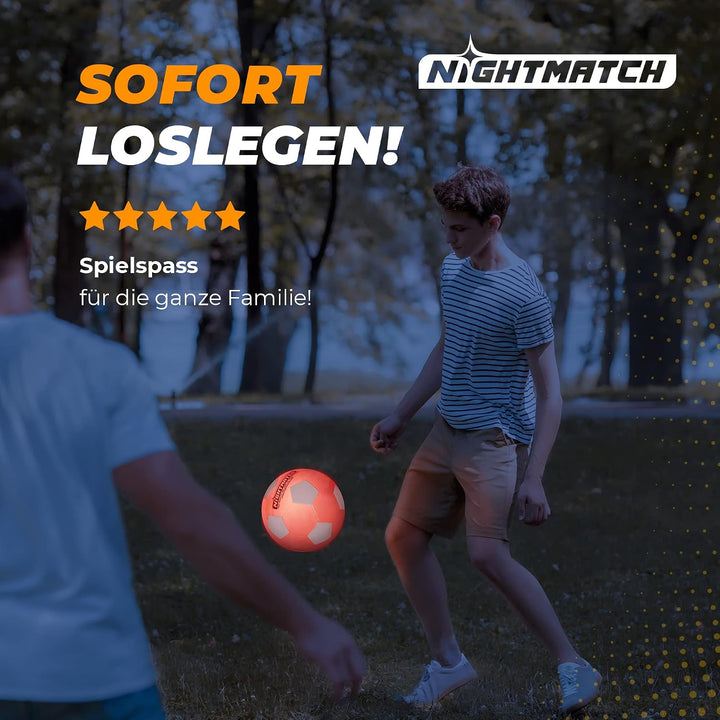 NIGHTMATCH Offizielle Grösse 5 Wasserbeständig LED Leuchtfussball - Leuchtender Fussball für Nachtsp