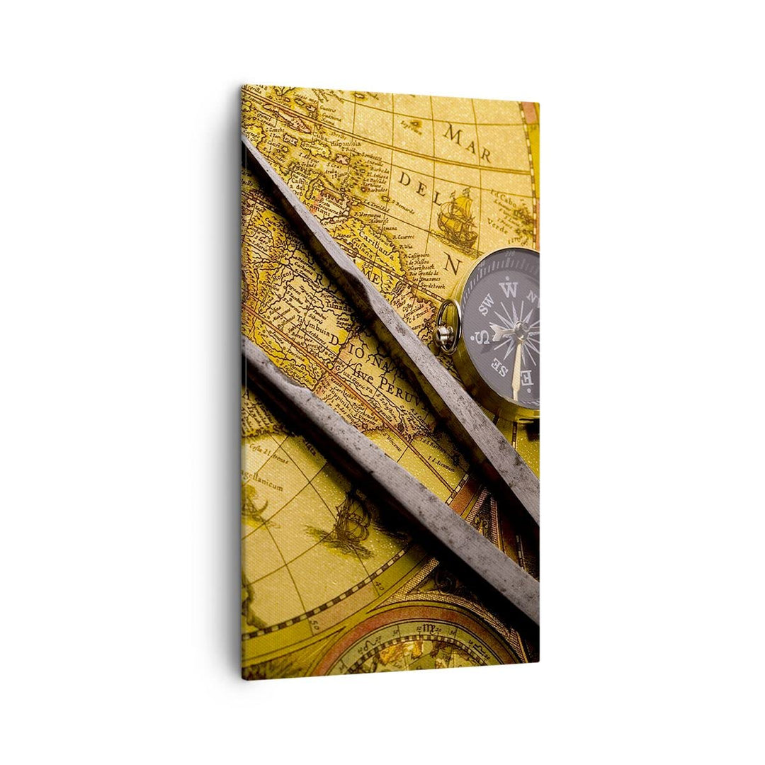Bilder auf Leinwand Kompass Abenteuer Reisen Leinwandbild mit Rahmen 45x80cm Wandbilder Dekoration W