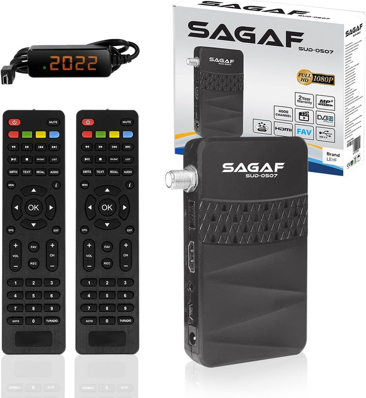 LEYF & Sagaf SUD-0507 Mini Sat Receiver - DVB-S2 - Satelliten Receiver - Full HD 1080p Digital Recei