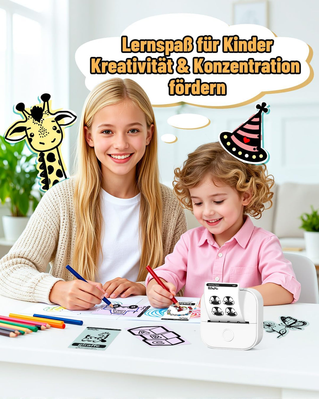 Phomemo T02 Mini Drucker, Fotodrucker für Smartphone, mit 1 Rollen Druckerpapier, 203dpi Handy Stick