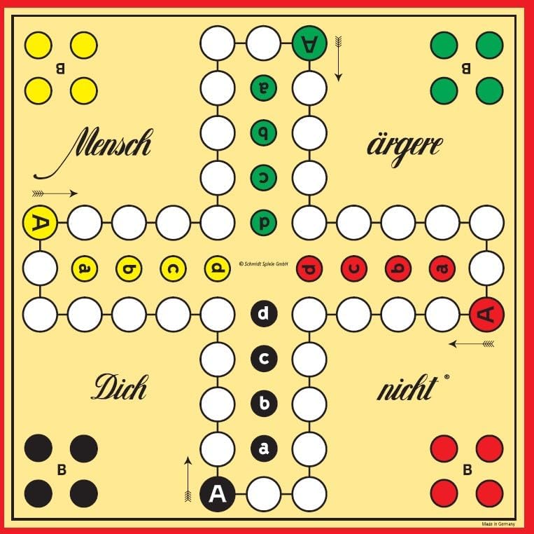 Schmidt Spiele 49085 Classic Line, Mensch ärgere Dich Nicht, mit extra grossen Spielfiguren aus Holz