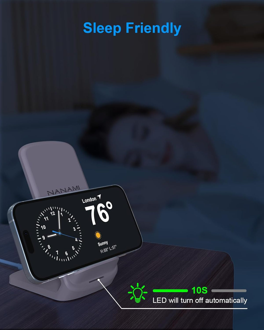 NANAMI Fast Wireless Charger, 10W Induktive Ladestation für Samsung Galaxy S24/S23/S22/S22+/S21/S20/